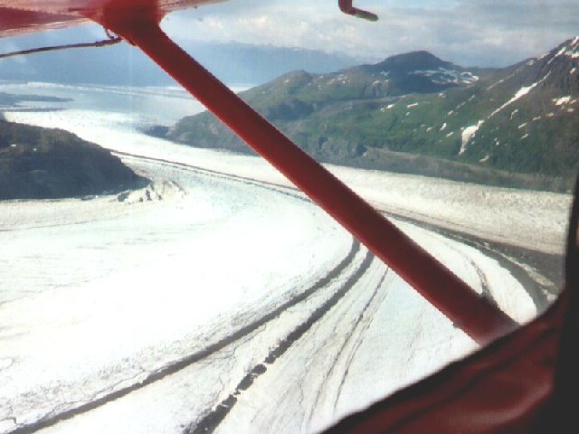 Rock carried in the glacier.